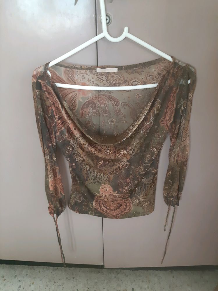 Forever 21 Olive Green Paisely Print Top