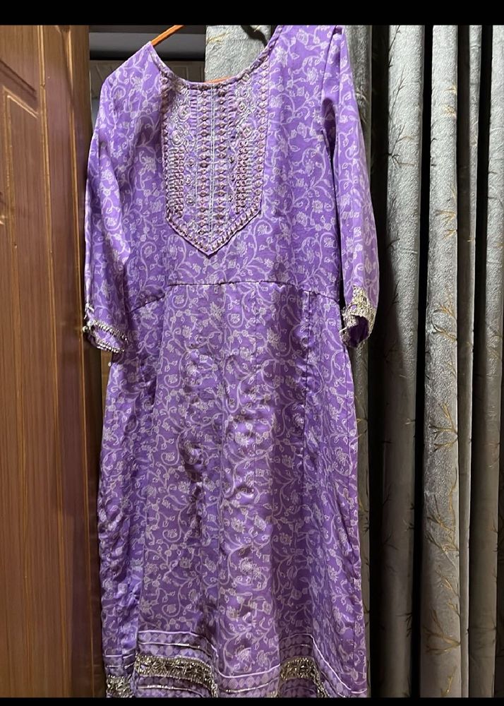Elegant Purple Kurta Set With Dupatta