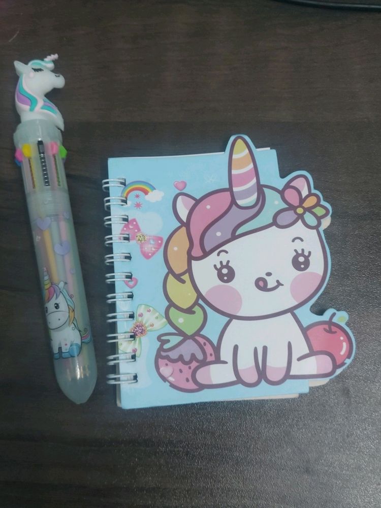 Combo Offer unicorn Small Diary with 10 in 1 pen