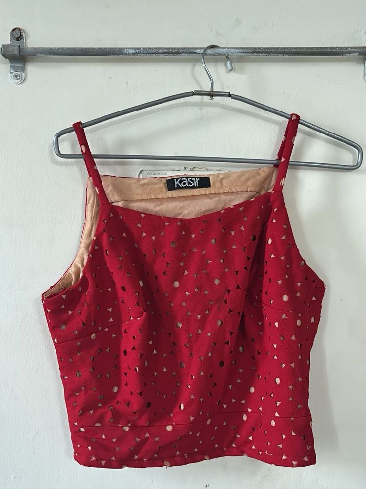 Red Cutout Crop Top