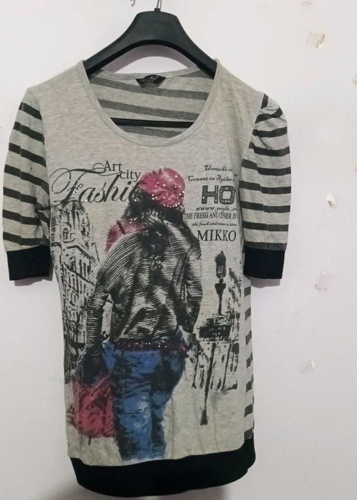 Black Stripped Grey Tshirt