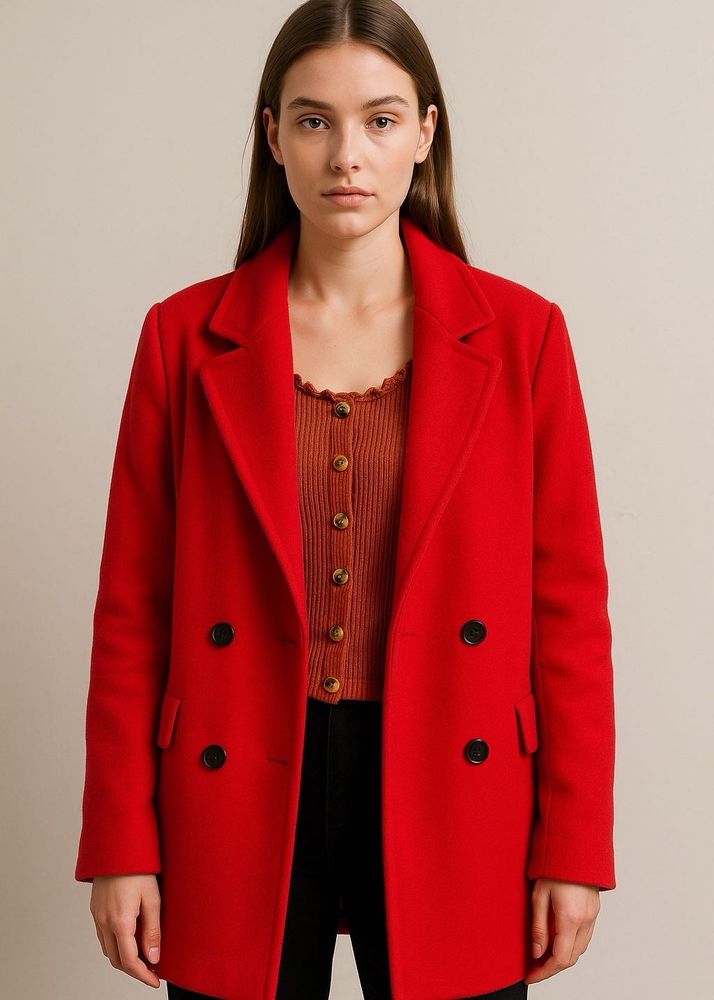 Classic Korean Red OverCoat 🧣