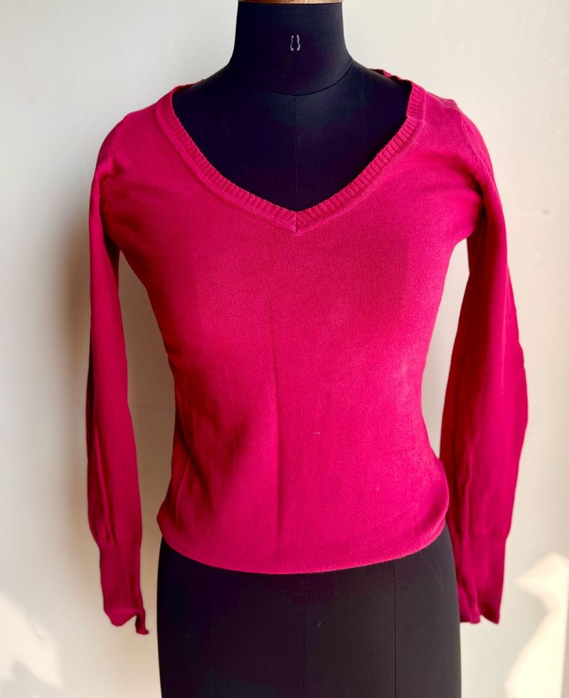 Alcott Pink V-Neck Long Sleeve Pullover