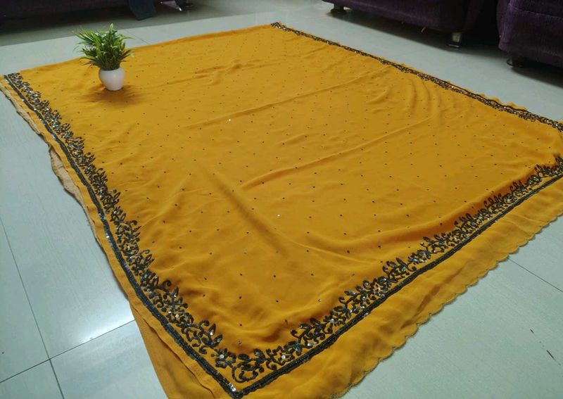 Elegant Mustard Yellow Saree