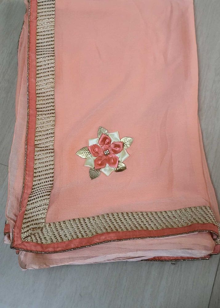 Peach Embellished Saree