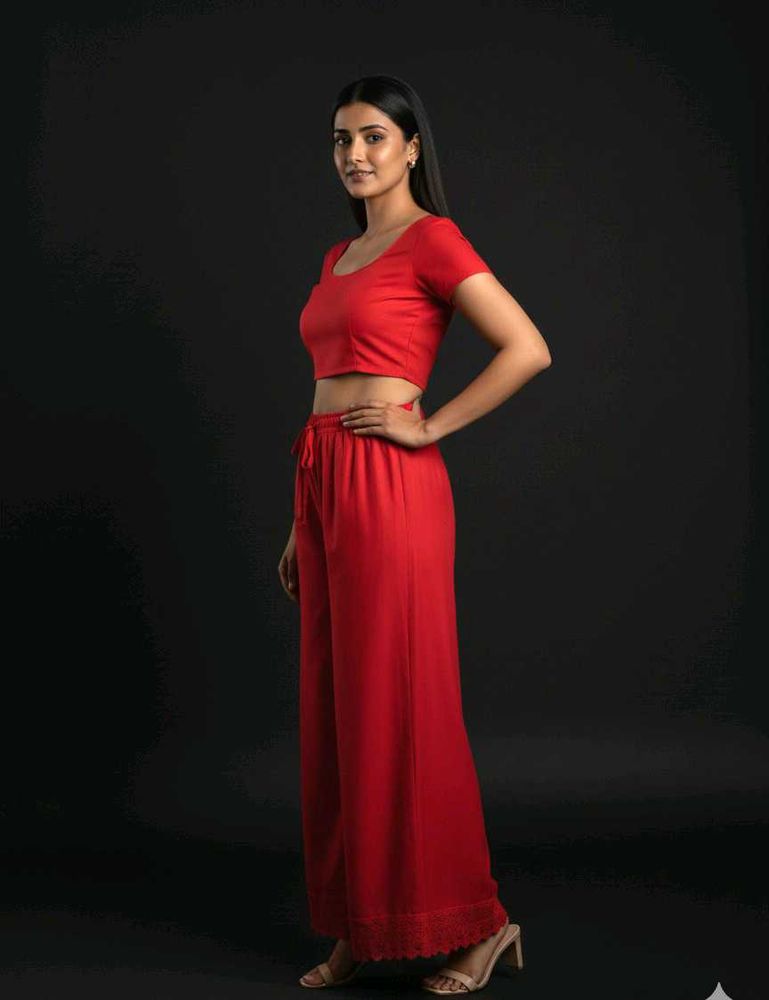 Red womens xxl free size Plazzo