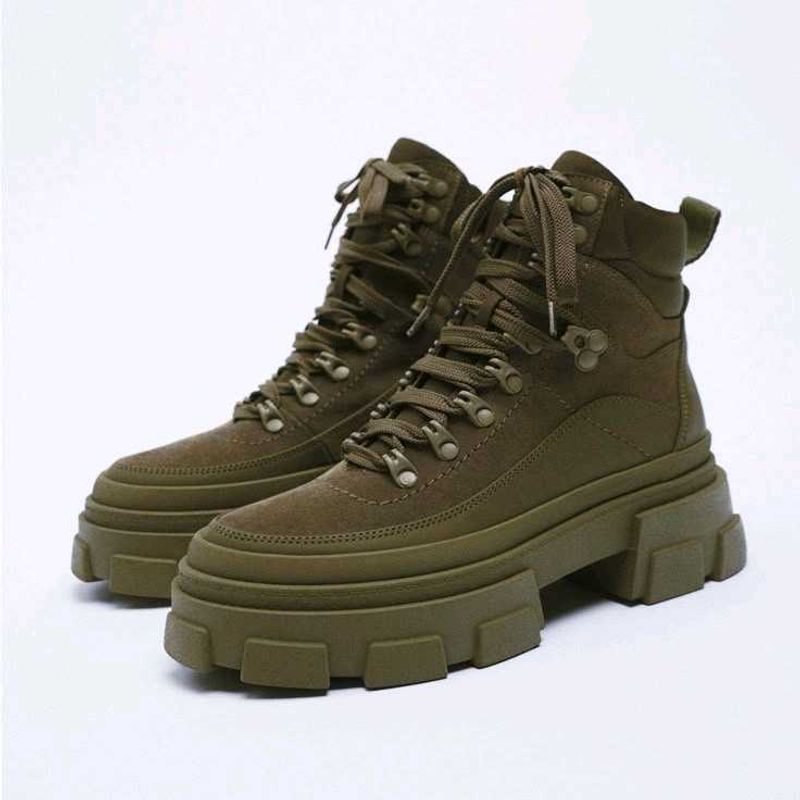 ZARA Limited Edition Leather Hiking Boots