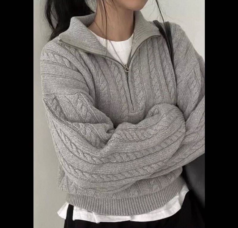 Gray Cable Knit Sweater