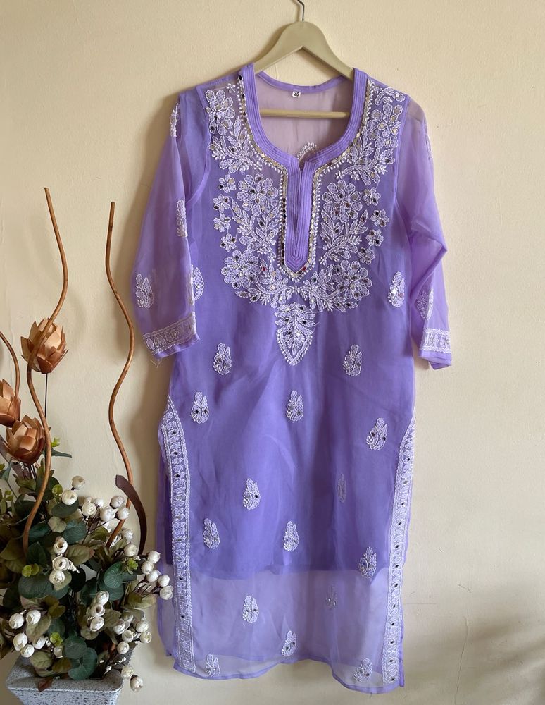 Lavender Embroidered Kurta