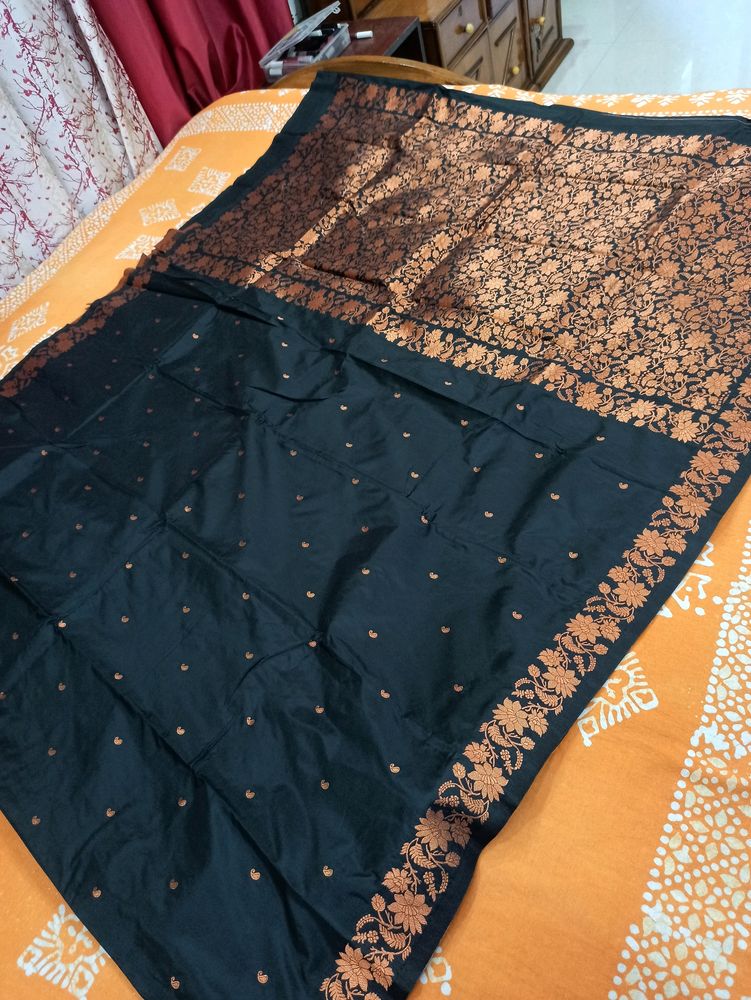 Copper Zari Karan Silk Saree With Bp