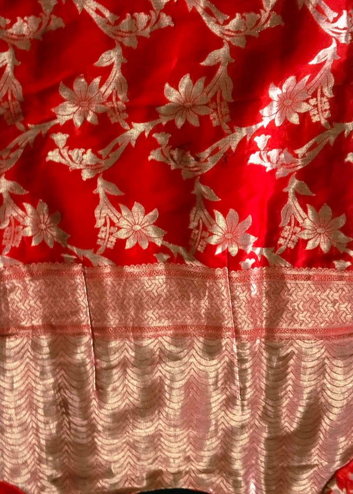 Red &amp; Gold Banarasi Suit 2time Use Good Condition