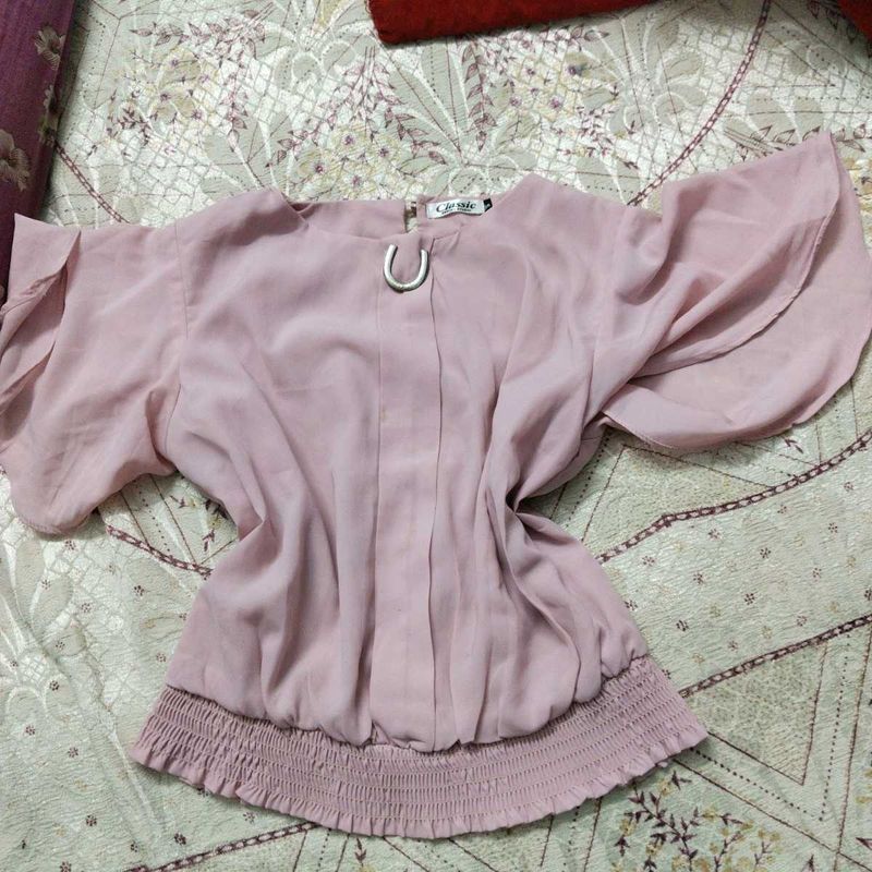 Pink Flutter Sleeve Top