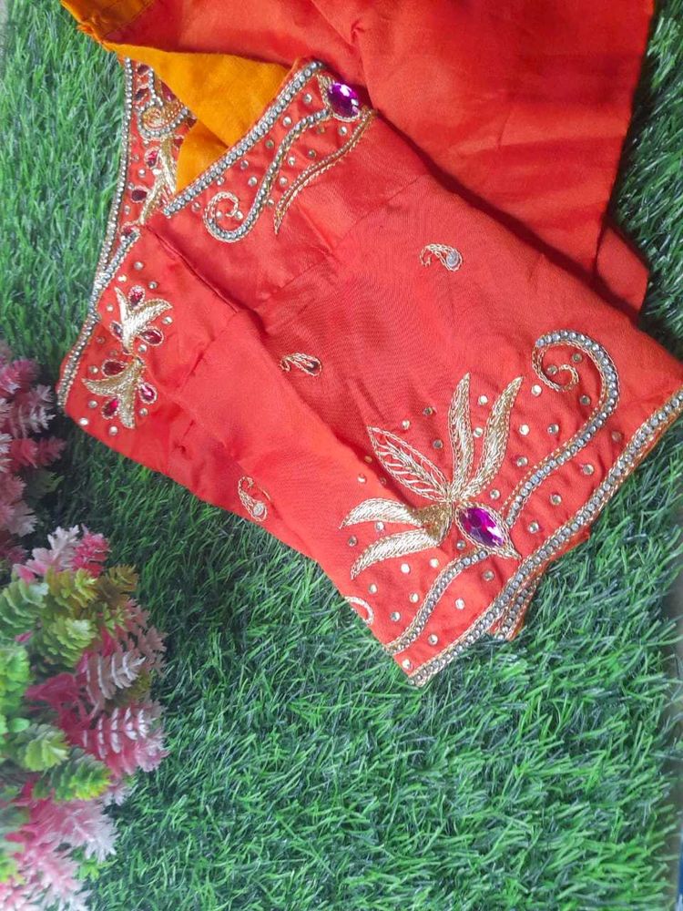 Aariwork Orange Blouse