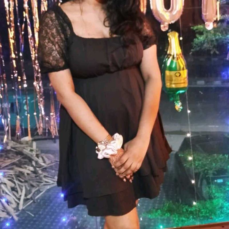 Black Lace Sleeve Dress