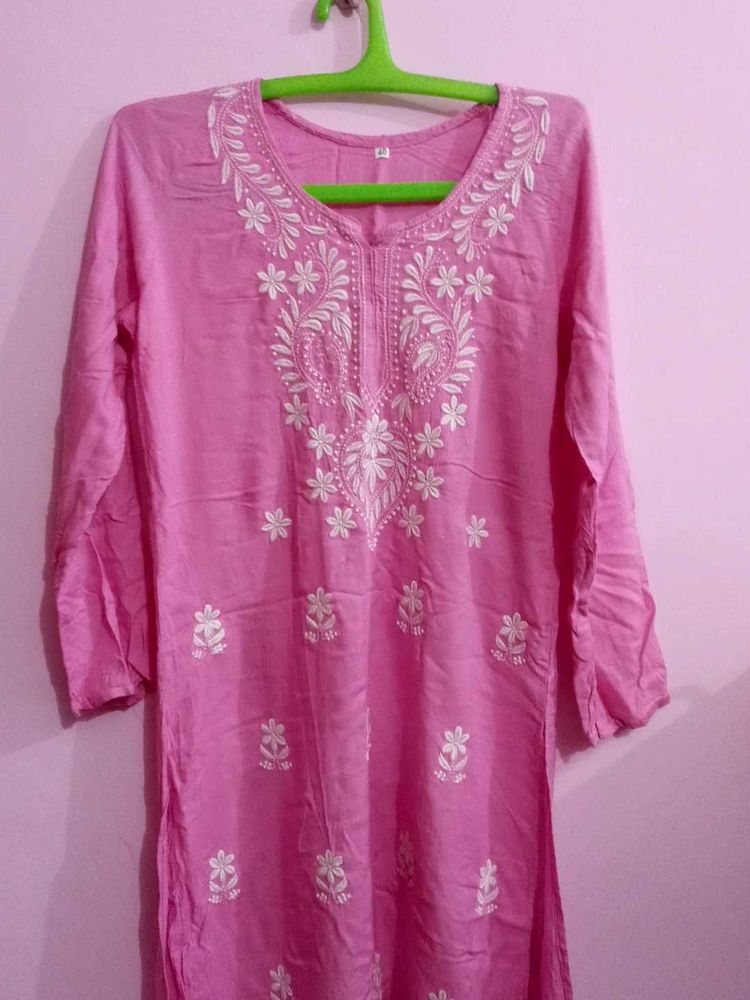 Pink Embroidered Kurti