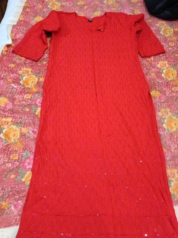 Stylish Red Long Kurti For Women