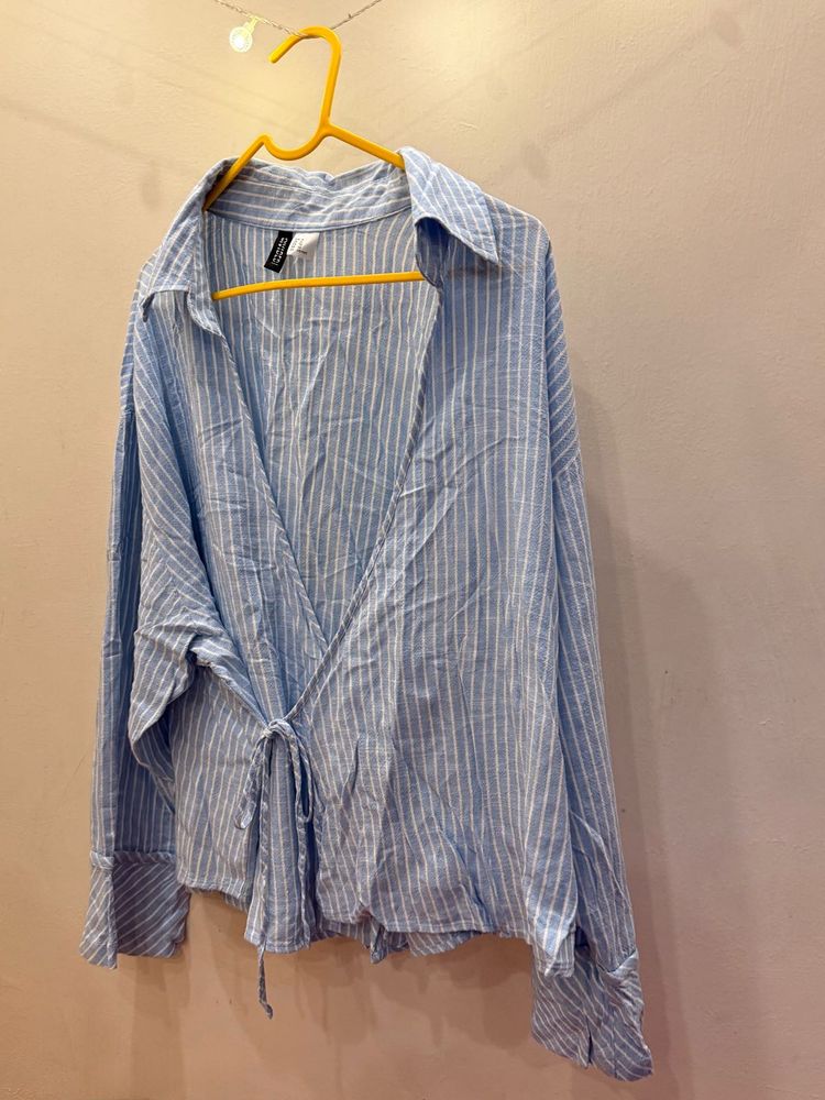 Striped Blue Wrap Shirt