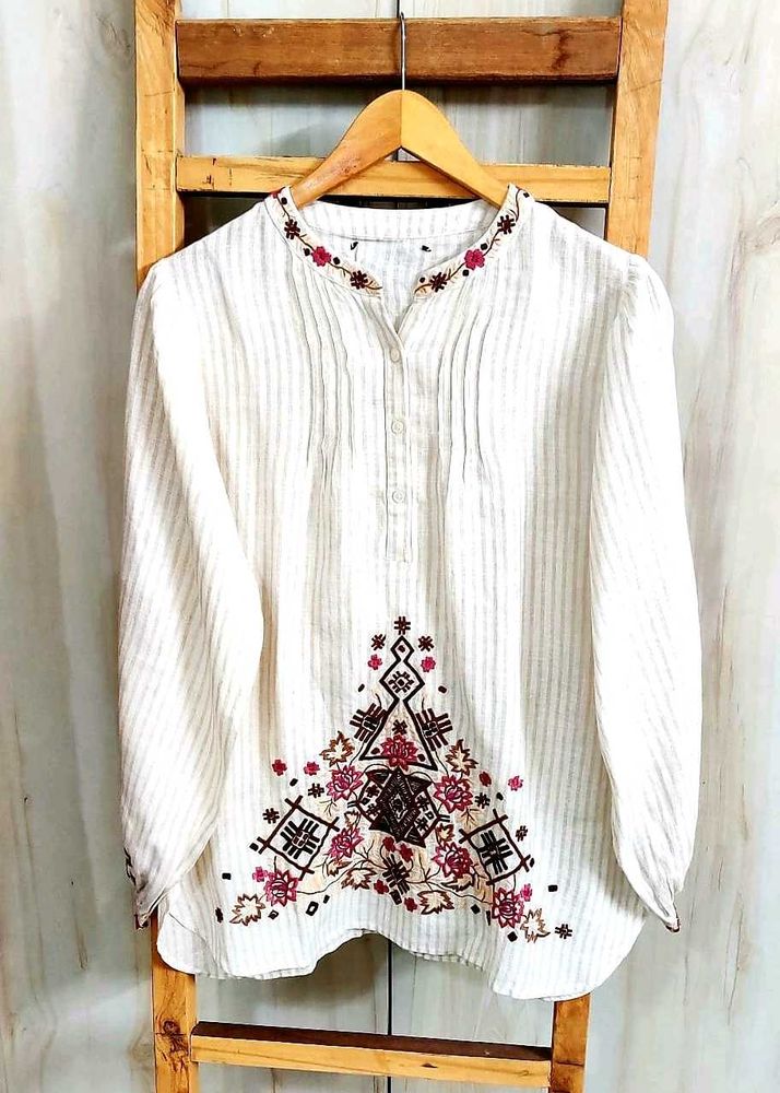 Embroidered Striped Women's Top size-38-40