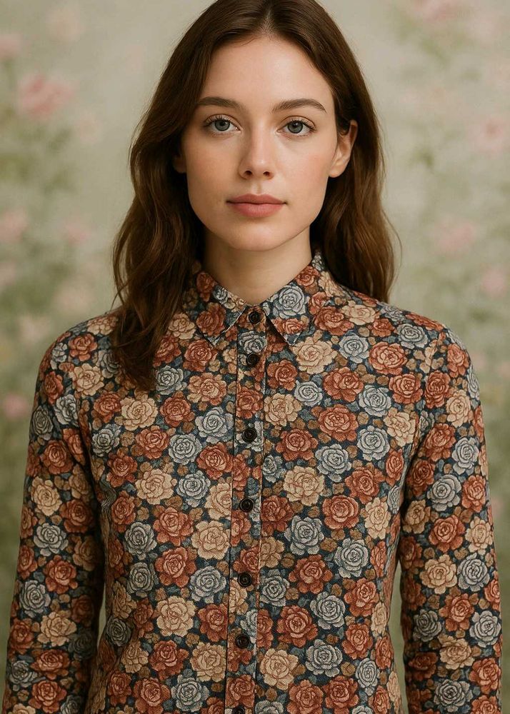 Floral Print Shirt Medium Size