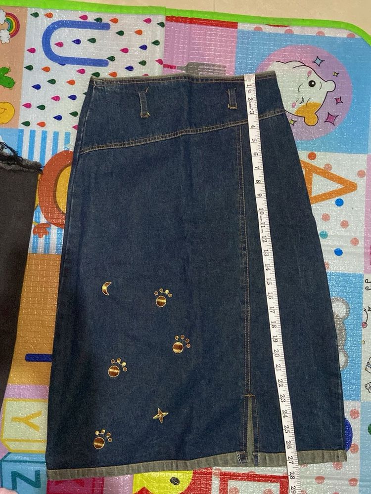 Denim Skirt with Embellishments