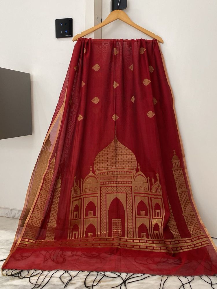 Maroon Taj Mahal Dupatta