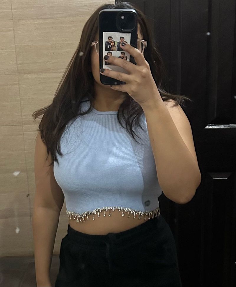 Embellished Crop Top- Blue