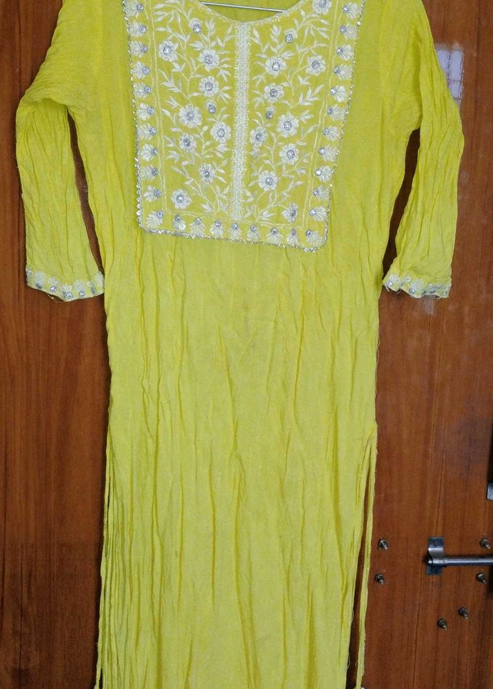 Yellow Embroidered Indian Tunic