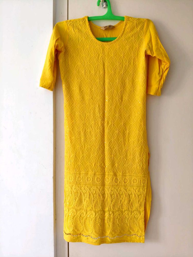 Mustard Yellow Straight Kurti