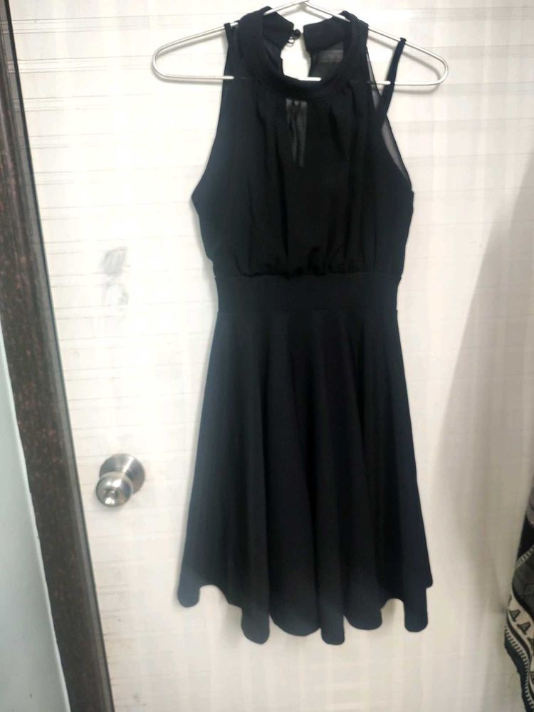 Black Halter Neck Fit &amp; Flare Dress