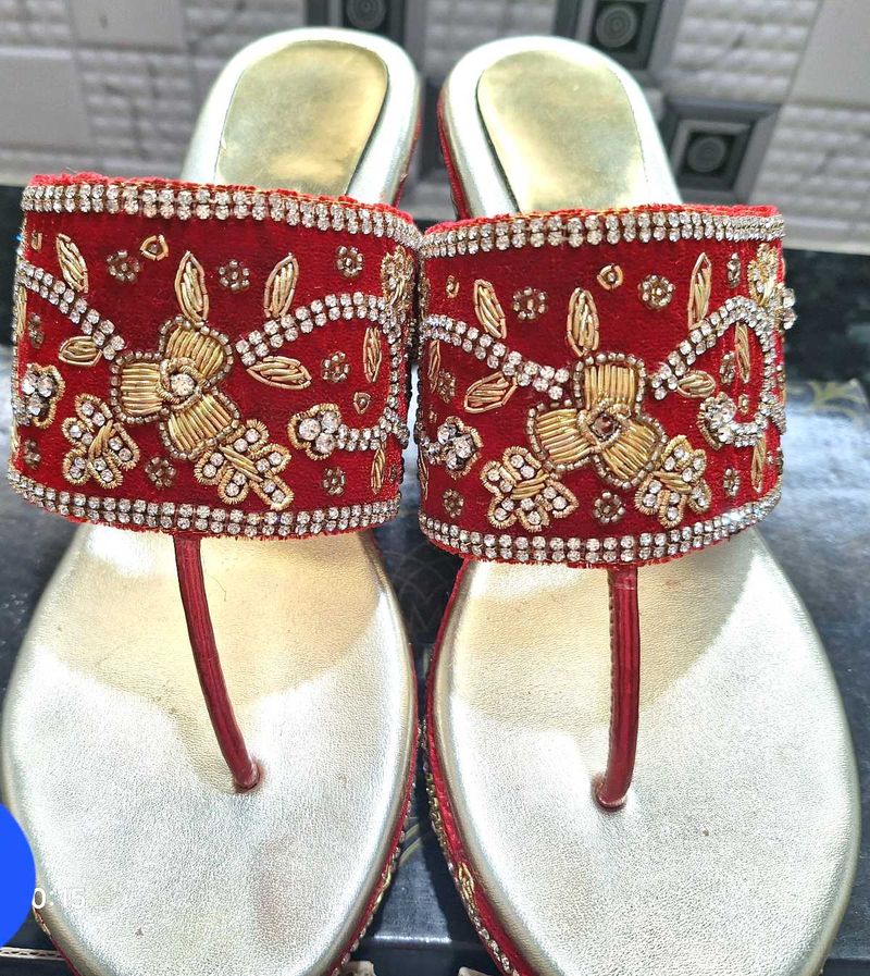 Red &amp; Gold bridal footwear