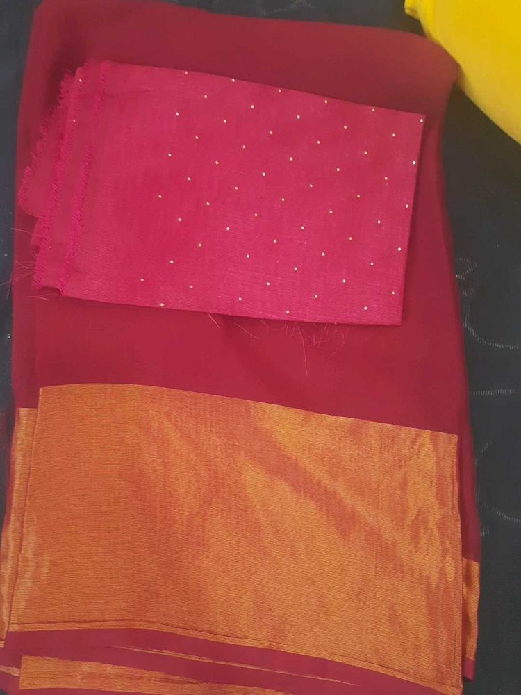Elegant wine like magenta colour Saree with Blous