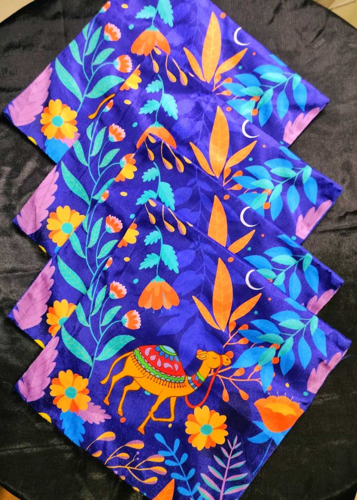 Blue Velvet Cushion Covers With Vibrant Print