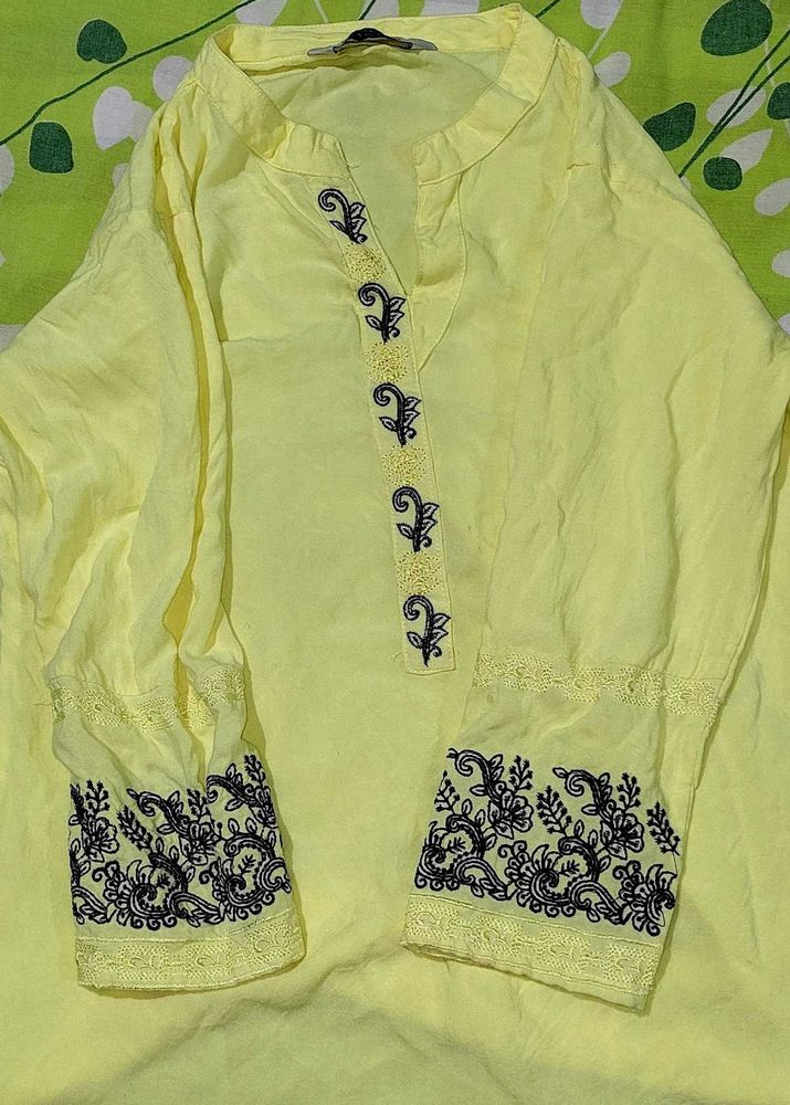 Yellow short college kurti with FREE GIFT