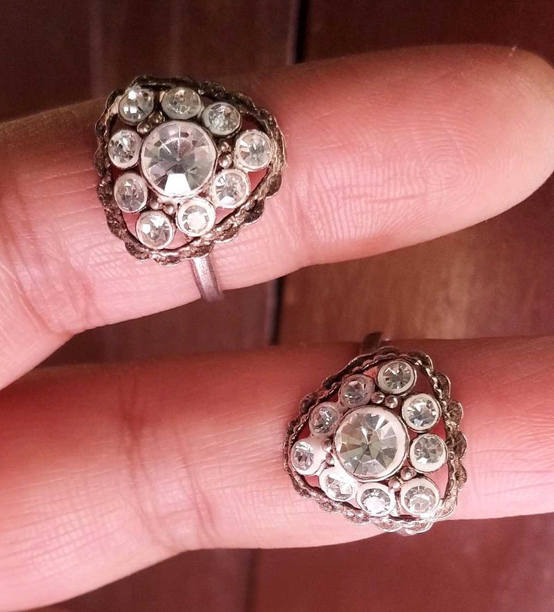 Pure Silver Zircon Toe Rings