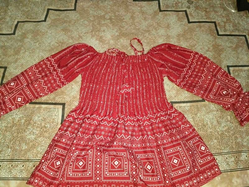 Red Printed Top And Tunic