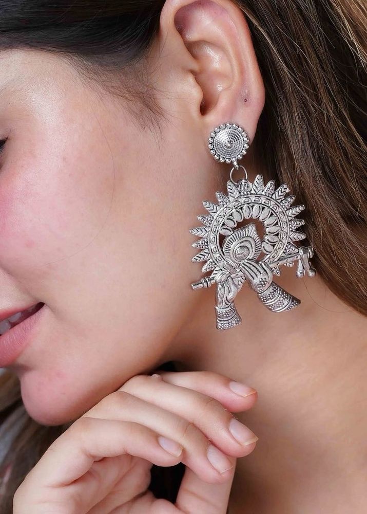 Silver Krishna Earrings