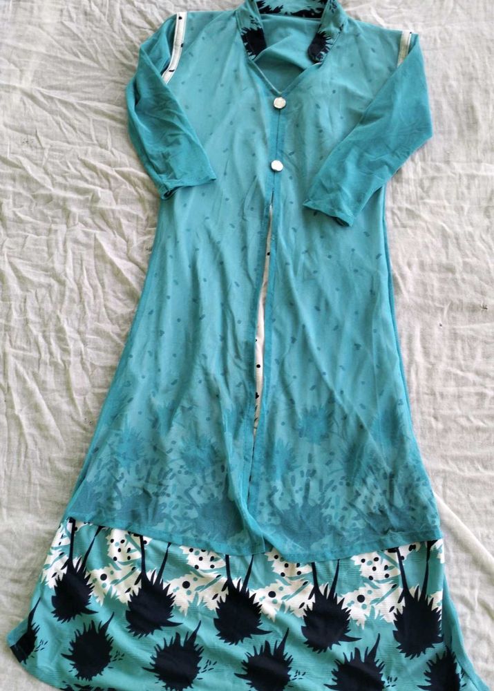 Teal Floral Print Maxi Dress