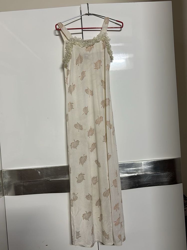 New Lingerie Leaf Print Slip Dress