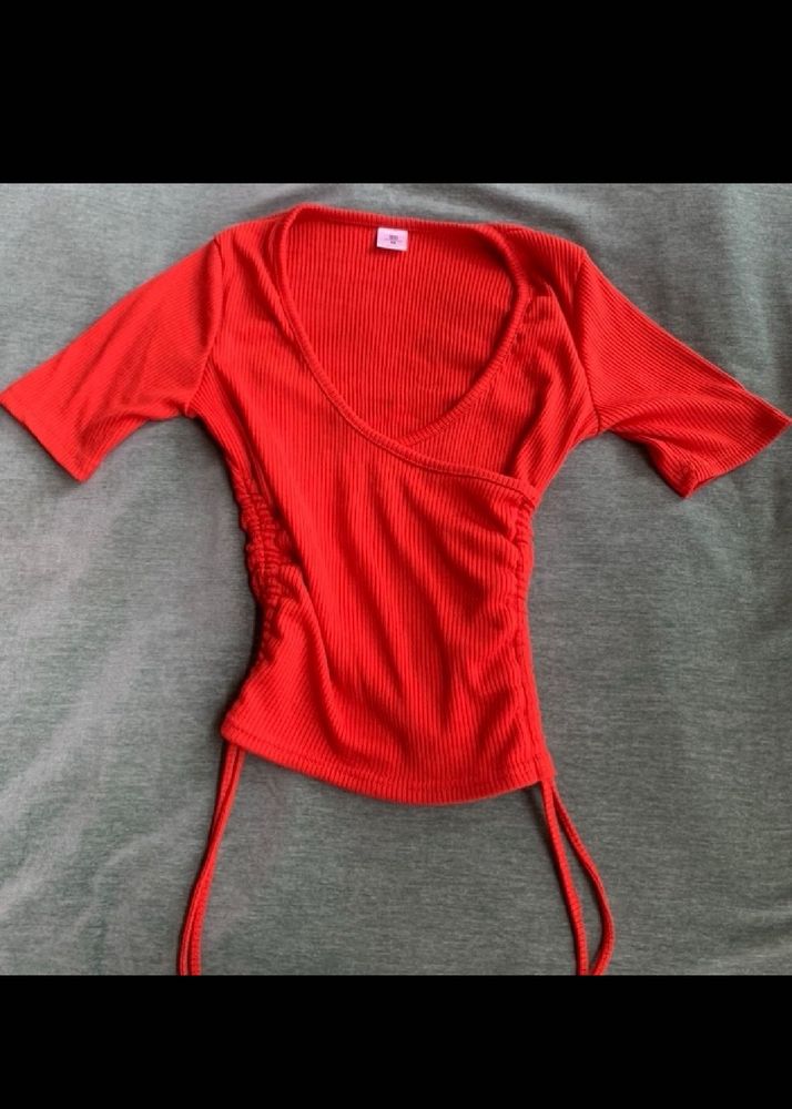 Cute Red Wrap Top