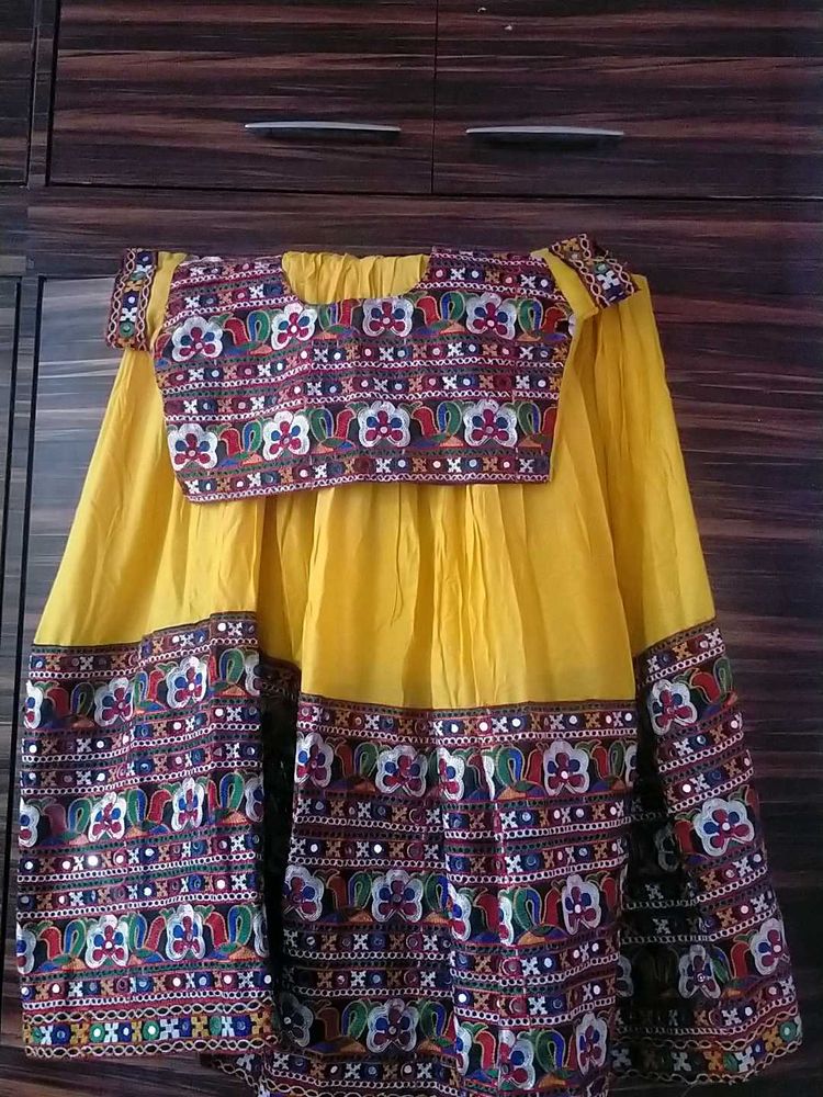 Yellow Embroidered Skirt Set
