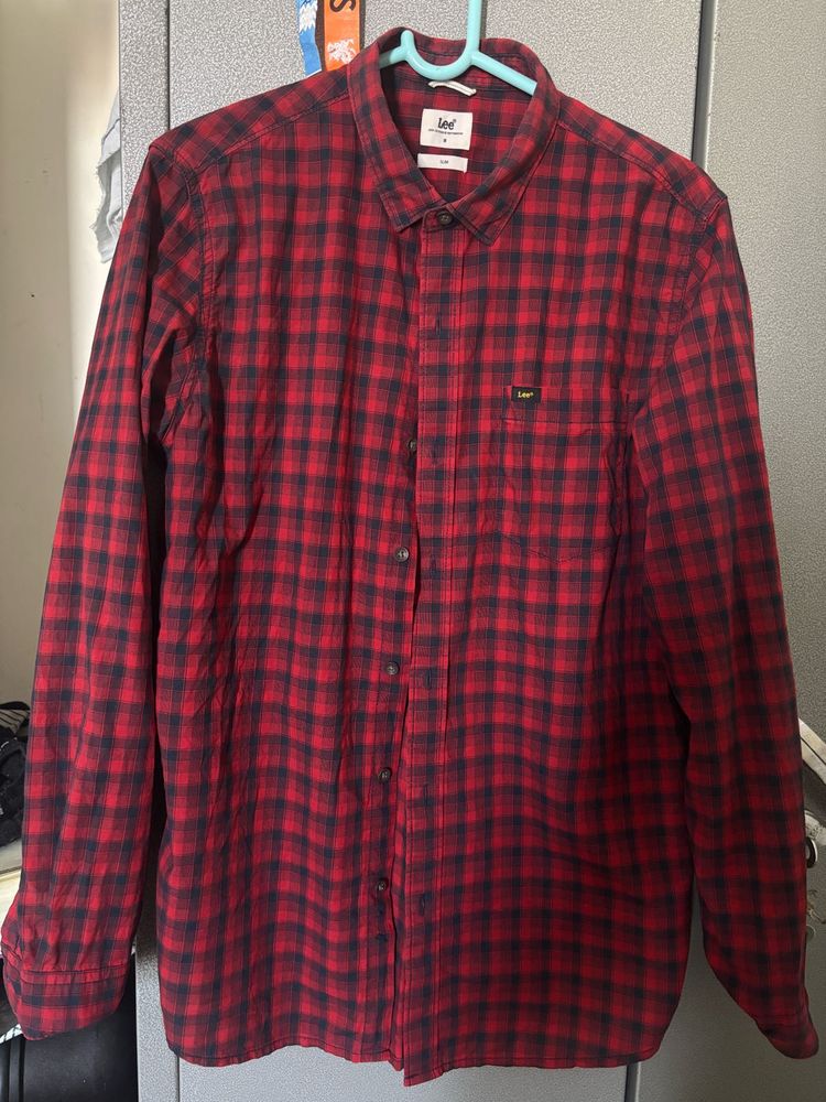 Lee Red Plaid Shirt 100% Original Men