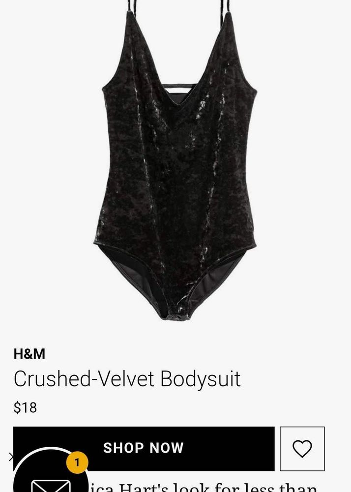 H &amp; M Crushed velvet black bodysuit