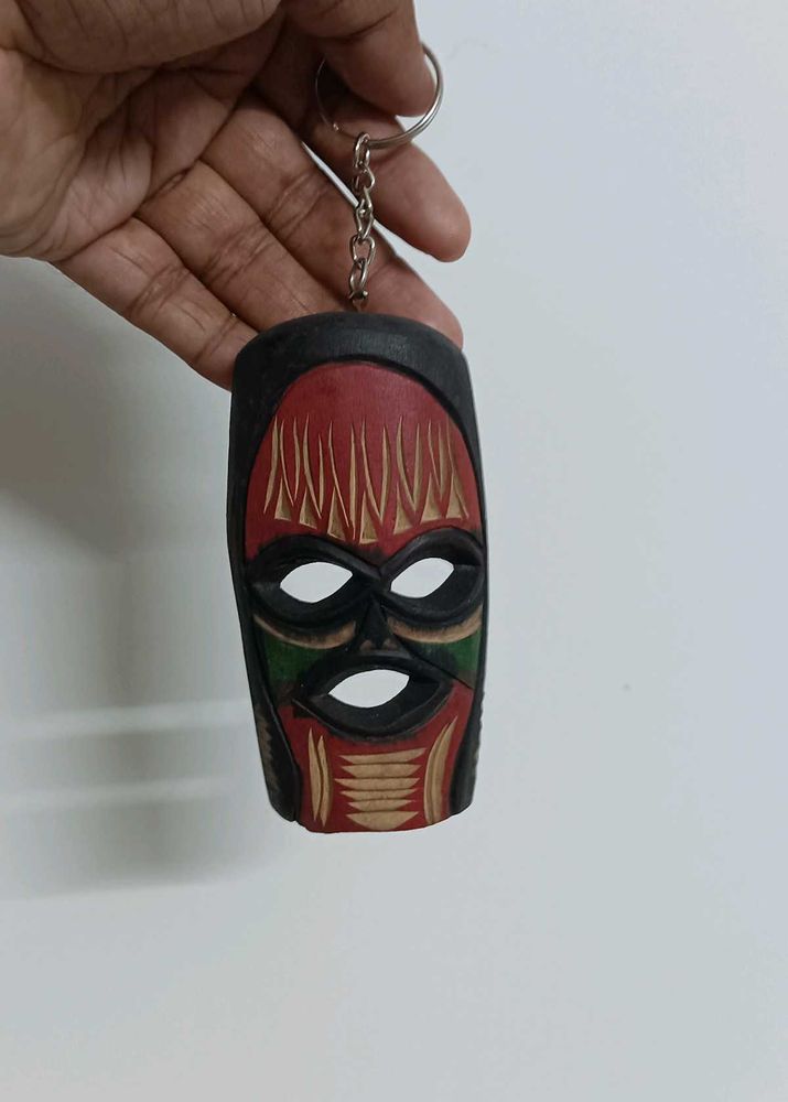 Wooden Mask Keychain
