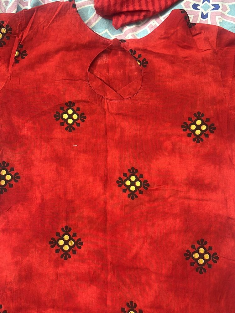 Red Printed Kurta
