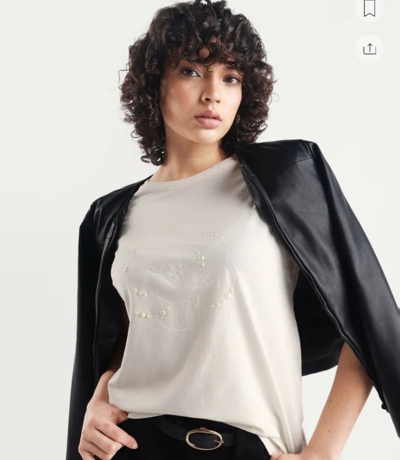 Rareism Studded White Tshirt