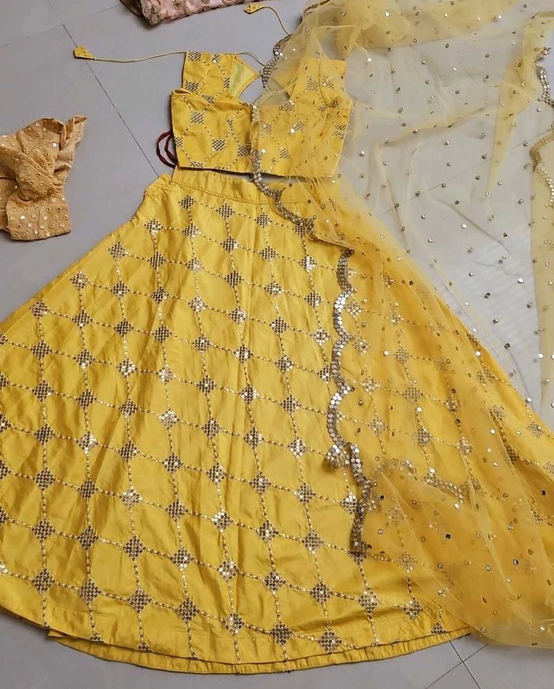 Yellow Sequin Lehenga Choli