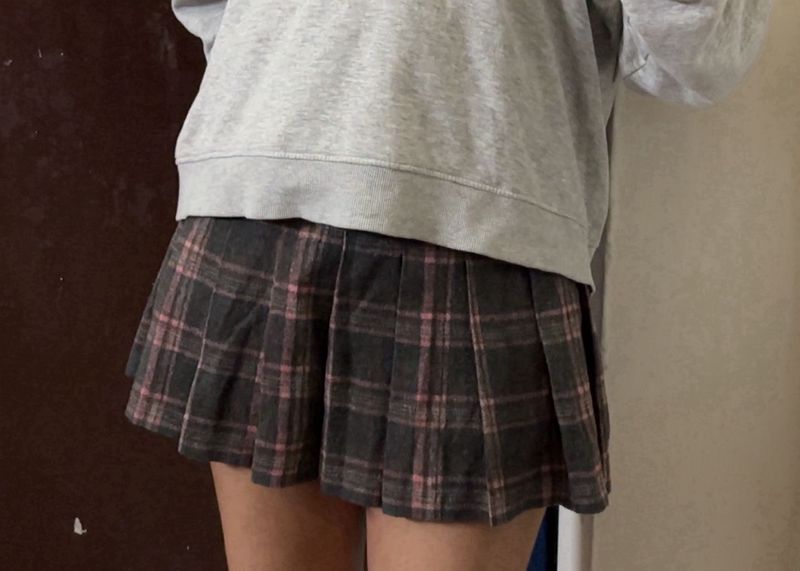 Korean style Plaid Mini Skirt