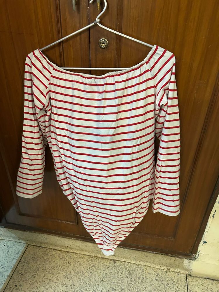 Striped Off-Shoulder Body Suit