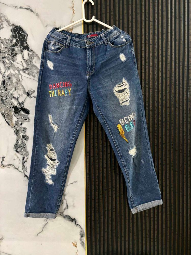 Cool Sequins Denim Jeans For Genz