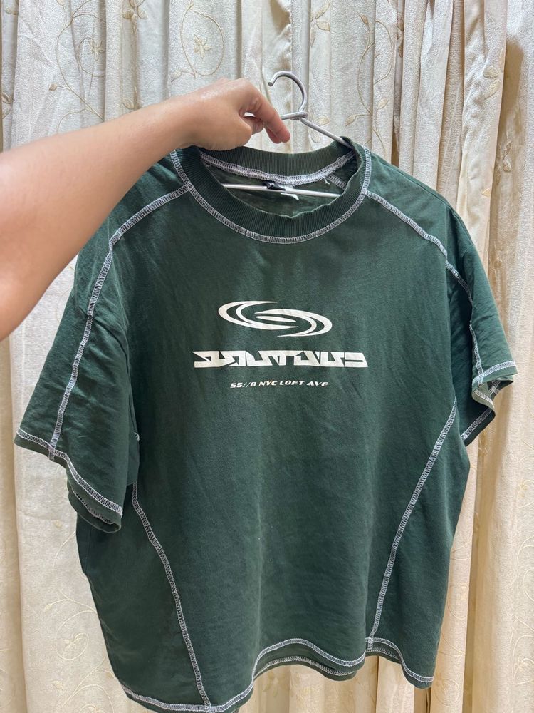 Oversized Green Graphic Tee Size S